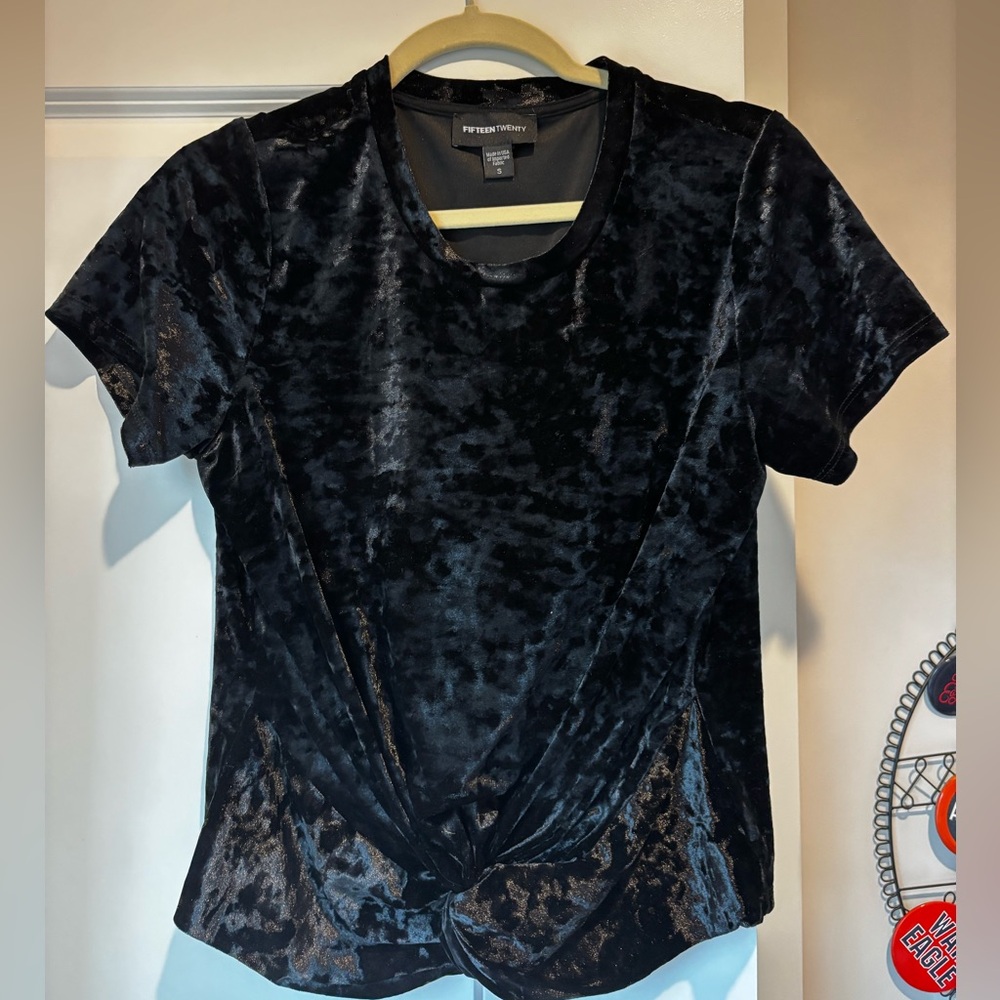 Black Velvet Short Sleeve Top
